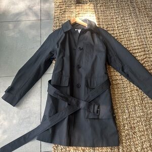 Calvin Klein single breast trench coat. Black. Size small.